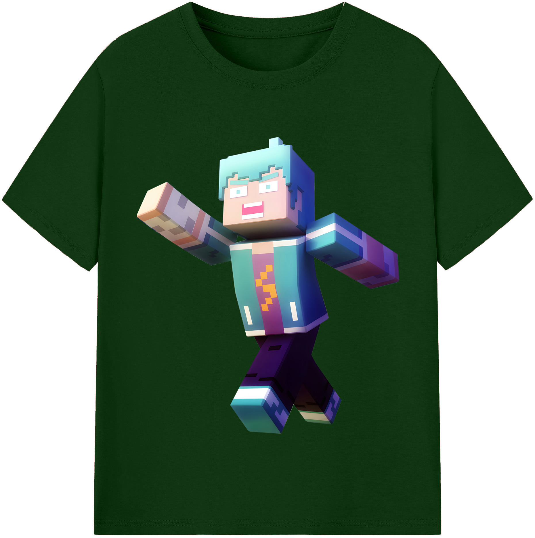 （画像用） マインクラフト ブロックの世界 Minecraft MC Block world 綿100％半袖Tシャツ（フロントプリント）
